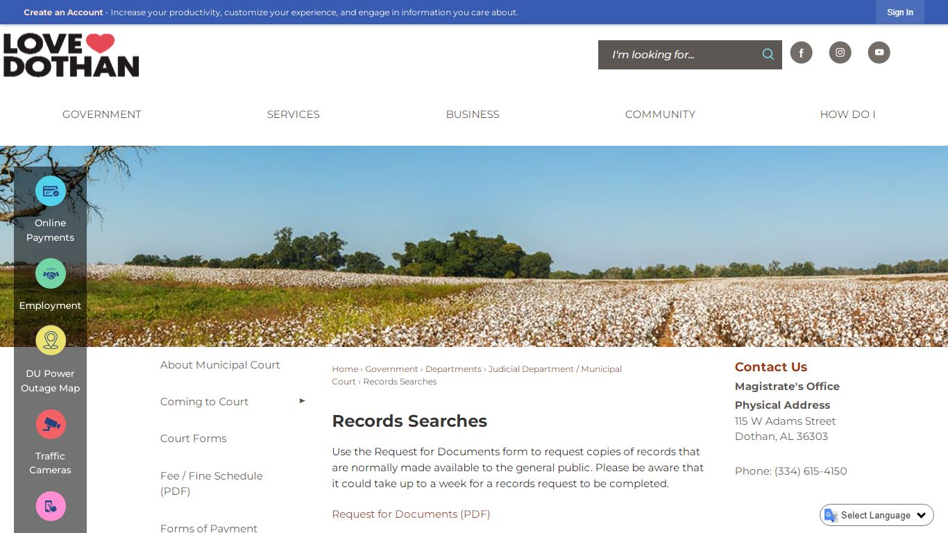 Records Searches | Dothan, AL - Official Website