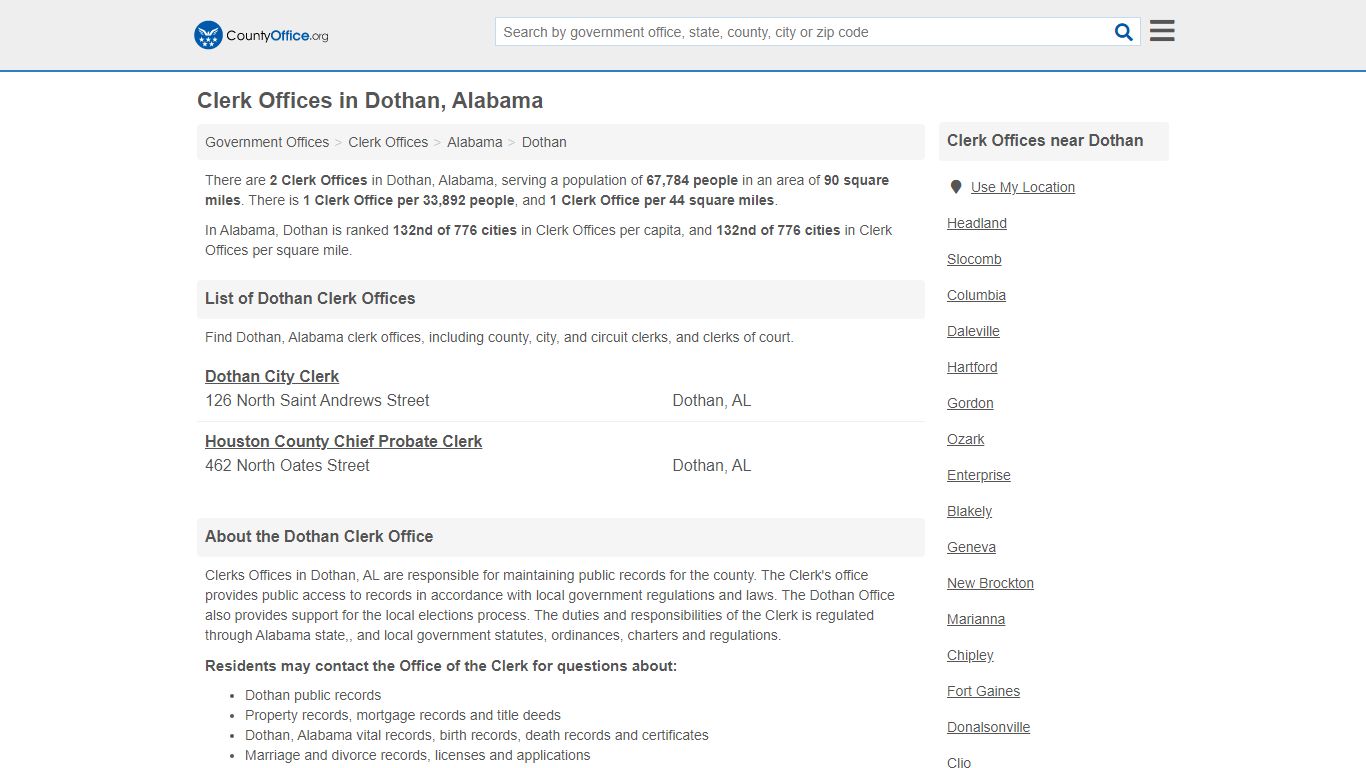Clerk Offices - Dothan, AL (County & Court Records)